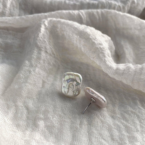 White Baroque Freshwater Pearl Stud Earrings - House Of Pearls